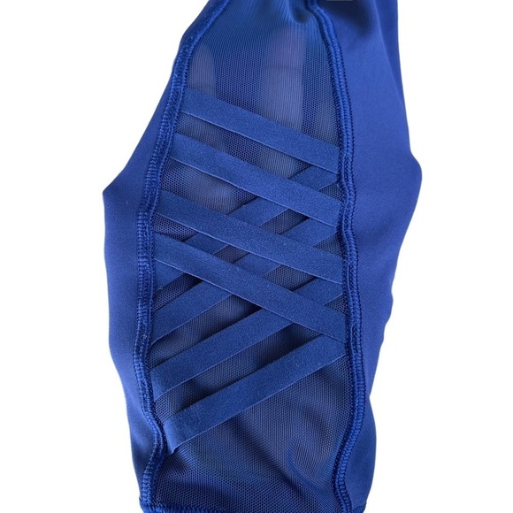 Lululemon Minimalist Crop Hero Blue Size 4 Athletic Leggings Mesh Lattice GUC - Picture 5 of 12